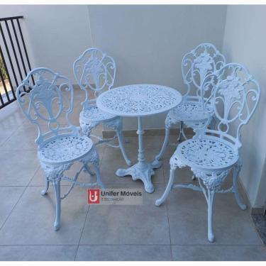 Imagem de Conjunto de Mesa para Jardim Chinês Com Mesa Com Pé Central em Alumínio Fundido Unifer Móveis