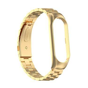 Imagem de KOMI Pulseira de relógio Mi Band 7 – Pulseira de substituição de aço inoxidável de metal compatível com smartwatch Xiaomi Mi Band 7 Tracker (dourada)
