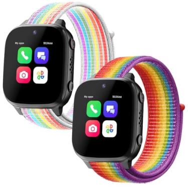 Imagem de Pacote com 2 pulseiras de substituição de nylon compatíveis com AT&T Amigo Jr Watch/Cosmo JrTrack 4/JrTrack 3/JrTrack 2 SE/JrTrack 2/JrTrack Watch, pulseira esportiva trançada macia respirável e