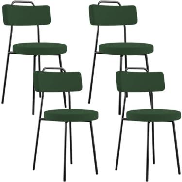 Imagem de Kit 04 Cadeiras Decorativas Estofada Sala De Jantar Barcelona L02 Suede Verde Musgo - Lyam Decor