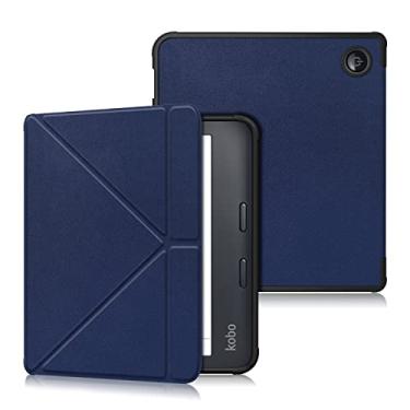 Imagem de DINGGUAGUA Capa compatível com Kobo Libra 2 (versão 2021, modelo N418) com liberação magnética de TPU macio para Kobo Librar2, capa com suporte para despertar/hibernar automaticamente, azul escuro