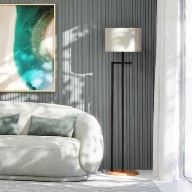 Imagem de Luminária UniDecor Salone Base Aço Cúpula Luxo Preta e Palha, Bivolt