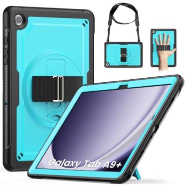 Imagem de Timecity Capa para Samsung Galaxy Tab A9 Plus 2023 27.9 cm SM-X210/X216/X218: Capa de proteção contra quedas de corpo inteiro com protetor de tela, suporte giratório 360, alça de mão, alça de ombro