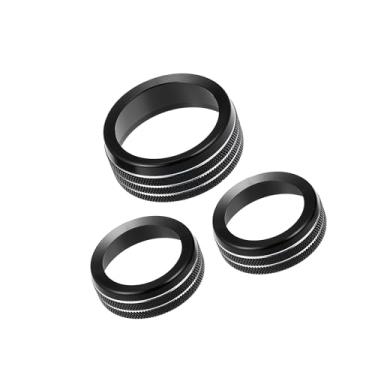 Imagem de Partuto 3 peças decalques de botões de ar condicionado de carro capa de botão de interruptor de rádio AC para Dodge Durango 2017-2020 para Jeep Cherokee Grand Cherokee 17-21 preto substituição