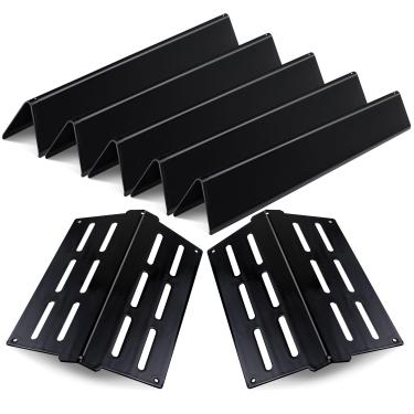 Imagem de LPTNFRTN Peças de reposição de barras aromatizadoras de 44,5 cm para Weber Genesis 300 Series E310 E320 E330 S310 S320 S330 EP/CEP-310 EP/CEP-320 EP/CEP-330, defletor de calor de aço porcelana