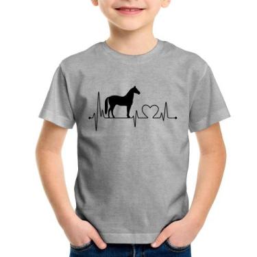 Imagem de Camiseta Infantil Cavalo Batimentos Cardíacos - Foca na Moda, Cinza, 6