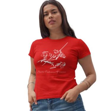 Imagem de Camiseta São Jorge Guerreiro Feminina Baby Look - Blackchic, Vermelho,
