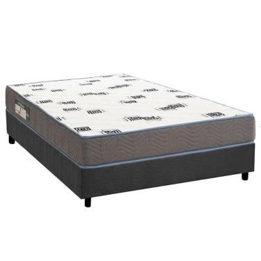 Imagem de Cama Box Viúva: Colchão Espuma D33 Ortobom Light Saúde + Base Crc Suede Gray (128x188)
