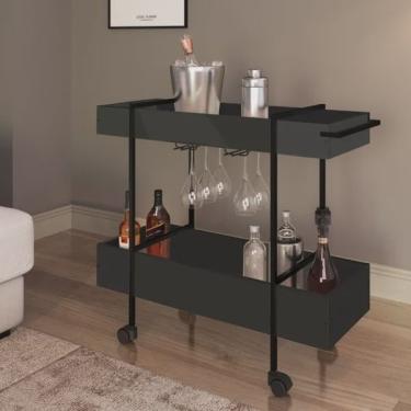 Imagem de Carrinho de Chá e Bar com Porta Taças 93,5cm Steel Quadra