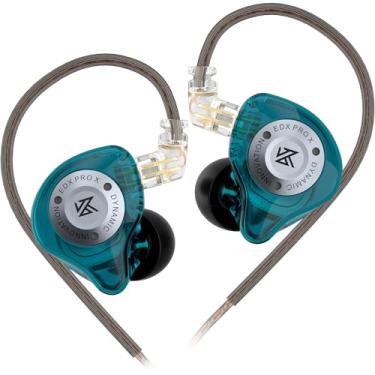 Imagem de Fones de ouvido intra-auriculares KZ EDX PRO X HiFi, fone de ouvido intra-auricular dinâmico esportivo 0,75 pinos, poderoso fone de ouvido graves para audiphiles (ciano, sem microfone)