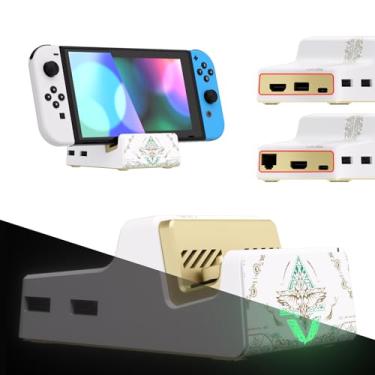 Imagem de eXtremeRate AiryDocky DIY Kit Glow in Dark Replacement Case for Nintendo Switch Dock, Totem of Kingdom White Redesigned Portable Mini Dock Shell Cover for Nintendo Switch OLED - NO Dock & Circuit Chip