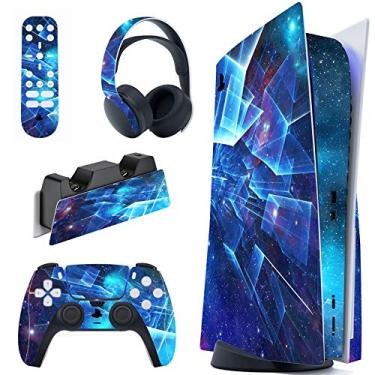 Imagem de PlayVital Conjunto completo de adesivos multidimensionais Galaxy para PS5 Console Disk Edition, adesivo de vinil PS5 para controle Playstation 5 e DualSense e estação de carregamento e fone de ouvido e controle remoto de mídia