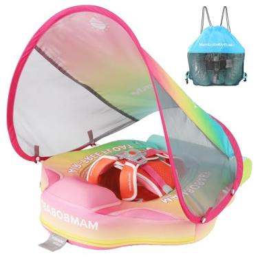 Imagem de Mambobaby Float with Canopy Baby Swimming Pool Float Non Inflatable Baby Safety Float Upgraded Tail Soft Skin-Friendly Material Swim Float for Toddler Infant 3-24 Months, Rainbow