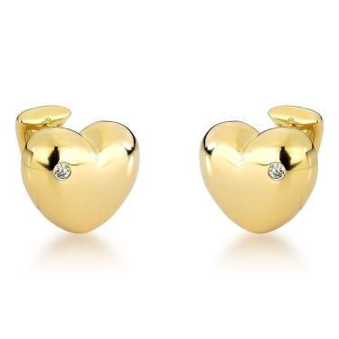 Imagem de Brincos De Coração Com Zircônia - Banhados A Ouro 18k Para Sofisticação Diária Dourado