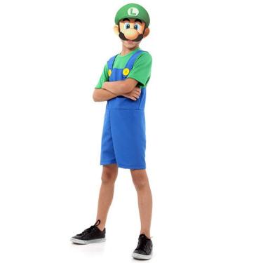 Imagem de Fantasia Luigi Infantil Super Pop Com Máscara Tamanho P