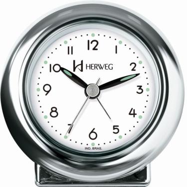 Imagem de Relógio Despertador Quartz Redondo De Mesa Prata - Prata