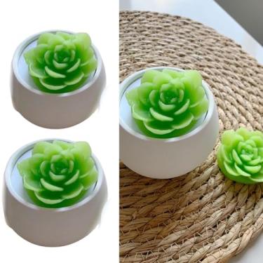 Imagem de Kit de 3 Mini Velas Suculentas Decorativas, 6 x 8 cm, Lembrancinha