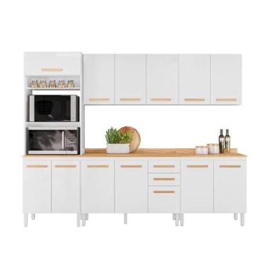 Imagem de Conjunto de Cozinha Celeste Modulado com 13 Portas 2 Gavetas Branco