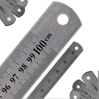 Imagem de Régua Metal 100cm Aço Inox 40 Polegadas Para Desenho Escola Patchwork Artesanato Scrapbook Artesanato Patch Projetista Costureira Desenhista Cor Prateado Projeto - Lanmax/NYBC