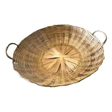 Imagem de Cesta Bandejinha Balaio De Bambu 35cm Vime Palha Artesanal P - Renovar