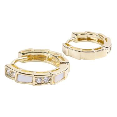 Imagem de AnLiikMeFe Brincos de argola banhados a ouro 14K com zircônia cúbica, pequenos brincos redondos de cristal para mulheres, Small, Latão, Zircônia cúbica