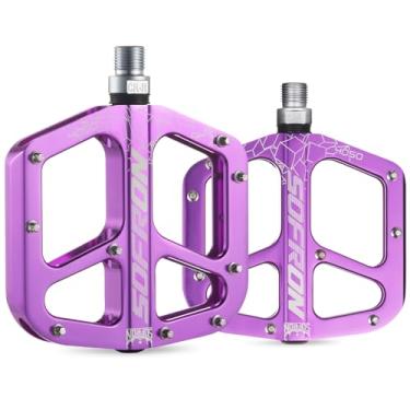 Imagem de SOFRON Pedais de bicicleta leves – Pedais antiderrapantes de bicicleta de montanha e estrada para BMX, roxo