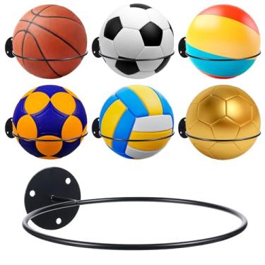 Imagem de Molain Suporte de parede com 7 peças, suporte de bola esportiva, suporte de parede para armazenamento de bolas - Rack universal de bolas para basquete, futebol, vôlei