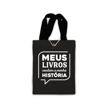 Imagem de Ecobag presente pequena livro book algodão sustentável cru ou preta kindle capa presente natal dia dos professores