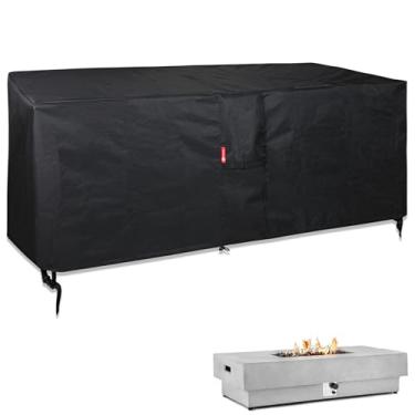 Imagem de SheeChung Capa retangular para fogueira 142 cm C x 27 L x 15 A, capa de mesa à prova d'água para fogueira externa, capa de lareira resistente a rasgos 600D para fogueira a gás propano retangular