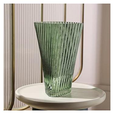 Imagem de WUHUQN Vaso decorativo vaso decorativo boca quadrada vaso de vidro criativo arranjo de flores vaso de luxo leve vaso decorativo para arranjo floral