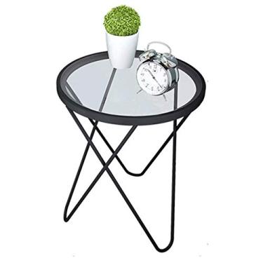 Imagem de P9IDEDFH Pequena mesa de centro - mesa lateral industrial, mesa de telefone final com prateleiras de malha, para corredor de escritório ou sala de estar, móveis com detalhes de madeira (cor: D) (D)