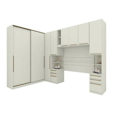 Imagem de Quarto Modulado casal 8 Portas 9 Gavetas Canto Oblíquo Areia - Henn