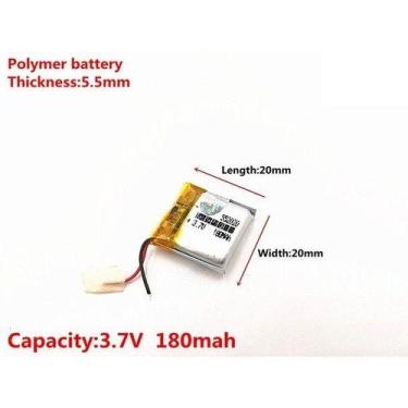 Imagem de Bateria 180 Mah 3,7 V 5,5mm X 20mm X 20mm C/2 Fios Carta - bgb