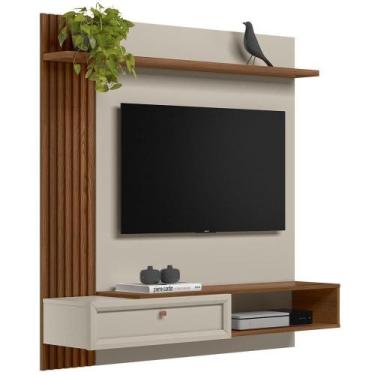 Imagem de Painel Para Tv 55 Pol Com Bancada Suspensa Sollare L05 Freijó Off Whit