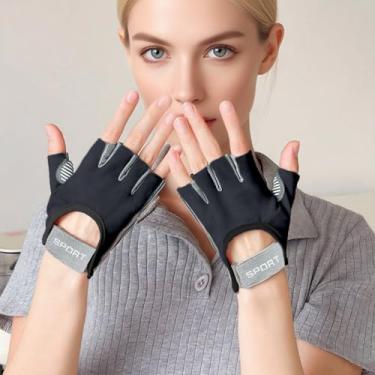 Imagem de Luvas de treino para academia, levantamento de peso, ciclismo, esportes de dedo curtos, para homens e mulheres, respiráveis, antiabsorção para ciclismo, fitness e muito mais