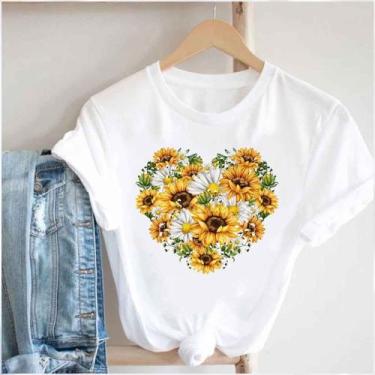Imagem de Blusa T-shirt Camiseta Feminina Estampada -Girassol- Várias Estampas  
