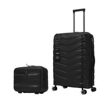 Imagem de Mala Média Expansível Cadeado TSA Original Antifurto Padrão ANAC Rodas Duplas 360° Removíveis + Frasqueira Preto