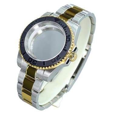 Imagem de FEIYASHI Caixa de relógio de mergulho de aço inoxidável de dois tons de luxo de 40 mm para movimento NH35/NH36 Miyota8215 8205 2824, Tampa inferior de vidro 4, For NH35 34 36 38 Movement, Caixa de