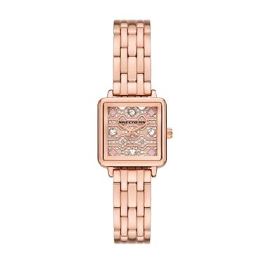 Imagem de Skechers Relógio analógico feminino Katella em metal dourado rosa (modelo: SR6338)