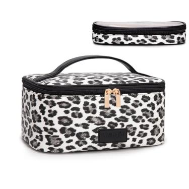 Imagem de Montana West X Wrangler Bolsa de maquiagem de viagem, conjunto de 2 peças, grande bolsa de cosméticos com suporte de pincel de maquiagem, portátil, organizador de maquiagem, bolsa de higiene pessoal