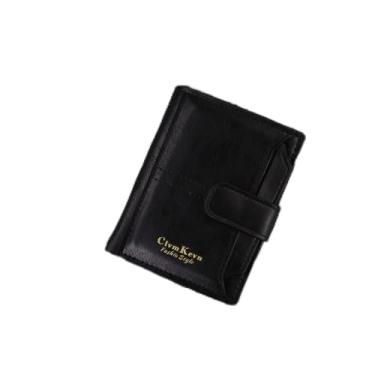 Imagem de Carteira masculina curta, vintage de grande capacidade, fina, dobrável com suporte para cartão transparente removível - 2 compartimentos para cartão, janela para identidade, bolso frontal com