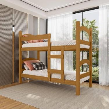 Imagem de Beliche Trento Art Panta 100% Mdf C/ Escada Vira 2 Camas P/colchão 188x88- Super Reforçada - Nature