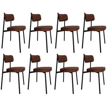 Imagem de Cadeira De Jantar Estofada Kit 8 Ella M25 Sintético Marrom - Mpozenato