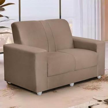 Imagem de Sofá 2 Lugares Suede Confortável Sala de Estar – Estofado Clássico e Elegante (Castor)