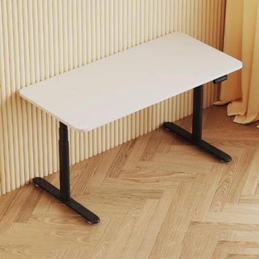 Imagem de Mesa de pé elétrica de altura ajustável, mesas de pé para escritório em casa, monitor duplo, mesa de computador ajustável, elevador de mesa com 4 funções de memória, altura de 60 a 125 cm