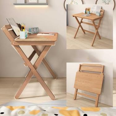 Imagem de Yadlan Mesa infantil dobrável, mesa de estudo dobrável, mesa de estudo para crianças com suporte de leitura, mesa de estudo infantil com economia de espaço para crianças de todas as idades cor de