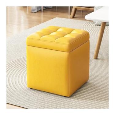 Imagem de HGTRH Banco de armazenamento acolchoado macio e apoio para os pés com tampa flip-top, enchimento de esponja, capa de linho respirável, suporte estável de 4 pontos para livros, armazenamento de