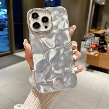 Imagem de HTVJFX Capa dobrável luxuosa com estampa de camelo e laser para iPhone 14 Plus, capa protetora à prova de choque (para iPhone 14 Plus/prata)