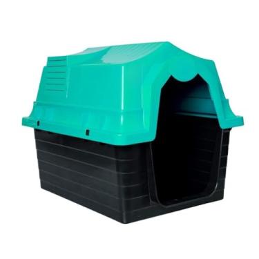 Imagem de Casa para Cachorro com Proteção UV – Tamanhos N3/N4/Universal, Plástico Resistente, Telhado Removível, Ventilação Lateral e Uso Externo Impermeável(Verde - N4)