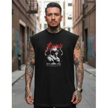 Imagem de Regata Over Machao Warrior And Brave Algodão Premium Verão - AL7, Pret